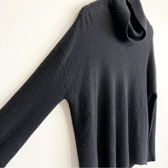 BOGO! EILEEN FISHER 100% Cashmere Ribbed Draped Turtleneck Sweater Black Small - Picture 5 of 10